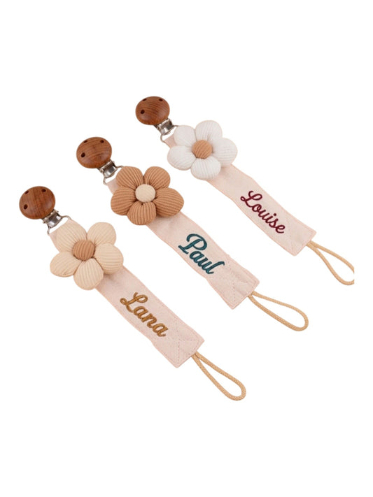 Attache tétine fleur personnalisé