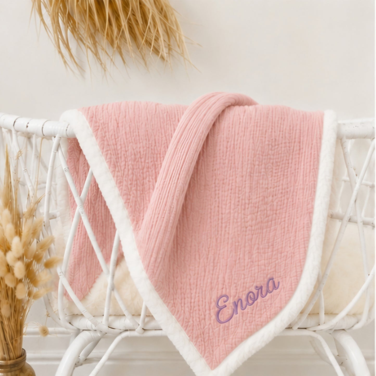 Couverture bébé personnalisable en gaze de coton et moumoute