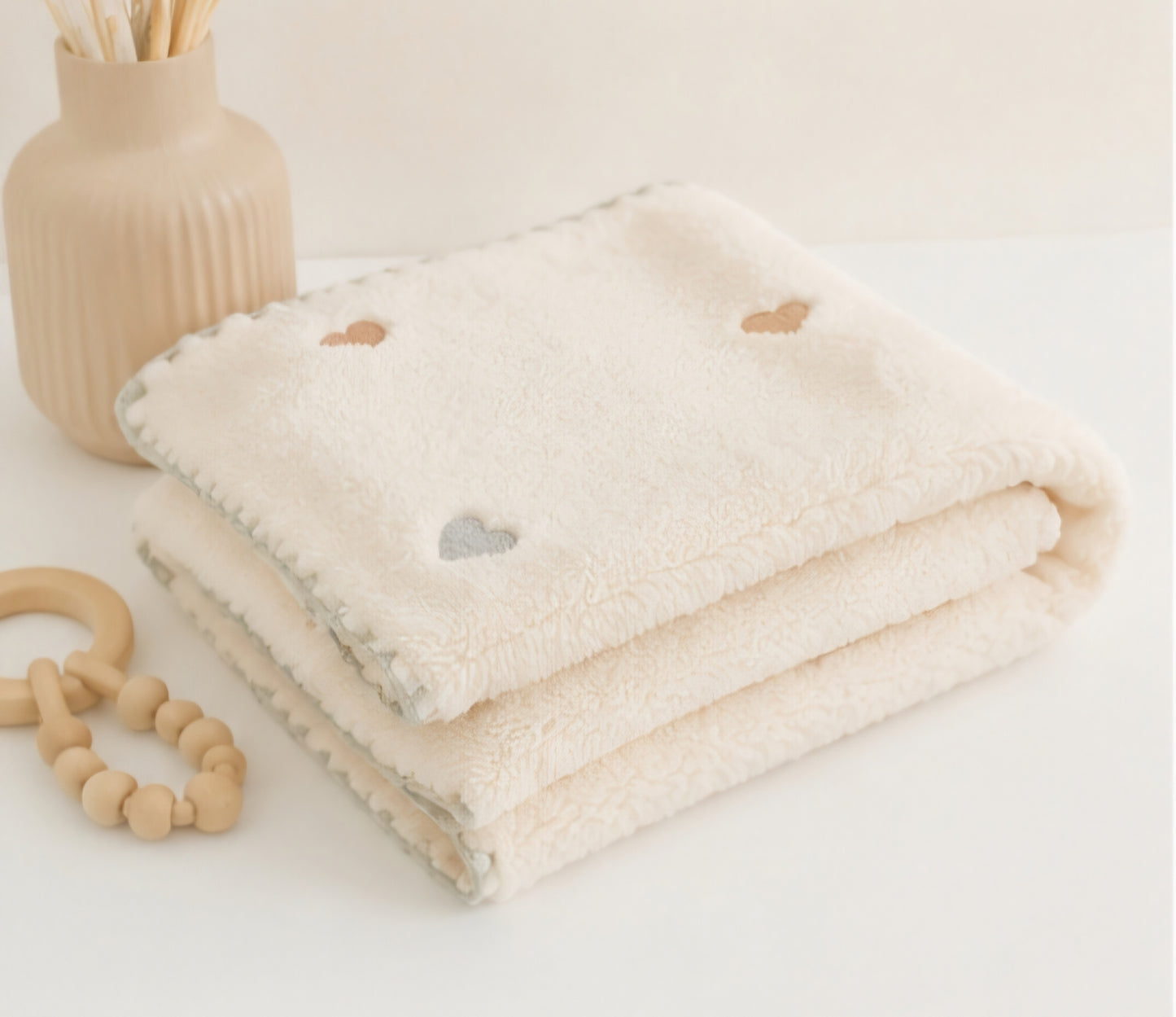 Couverture bébé Polaire Moumoute – Petits Cœurs 🤍