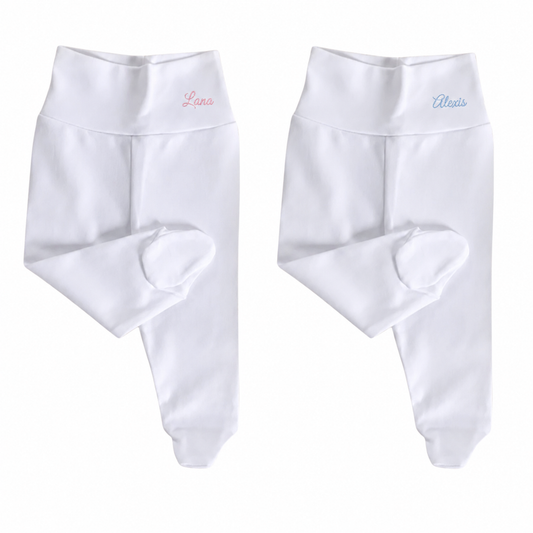 Pantalon thermique naissance mixte blanc 100% coton personnalisable