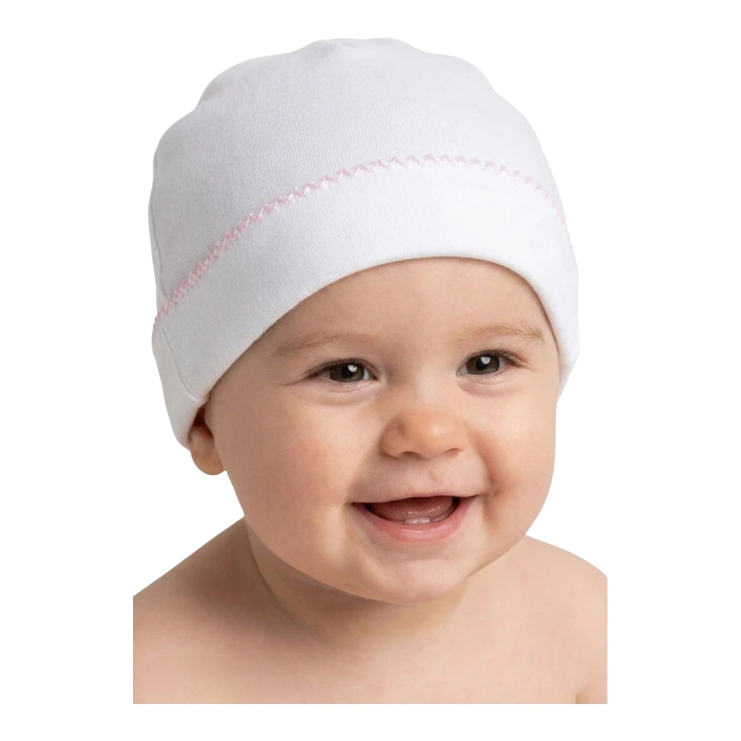 Bonnet de Naissance à Liseré brodé – 100% Coton